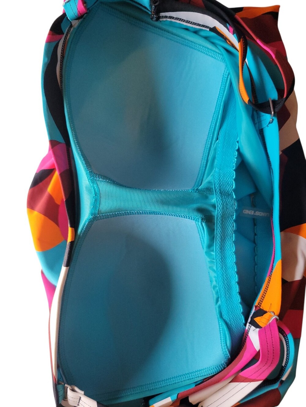 Lands’ End Tankini Swim Top Size 14 Bright Geometric Tummy Control Beach Resort - Picture 6 of 8